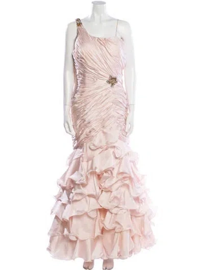 Pre-owned Mac Duggal Square Neckline Long Dress In Pink