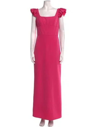 Pre-owned Mac Duggal Square Neckline Long Dress In Pink