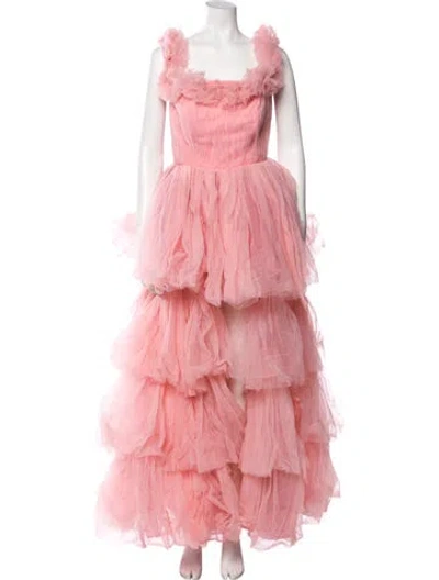 Pre-owned Mac Duggal Square Neckline Long Dress In Pink