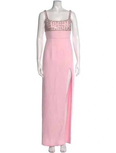 Pre-owned Mac Duggal Square Neckline Long Dress In Pink