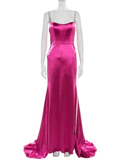 Pre-owned Mac Duggal Square Neckline Long Dress In Pink
