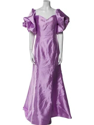 Pre-owned Mac Duggal Square Neckline Long Dress In Purple