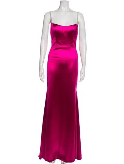 Pre-owned Mac Duggal Square Neckline Long Dress In Purple
