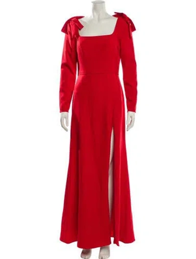 Pre-owned Mac Duggal Square Neckline Long Dress In Red