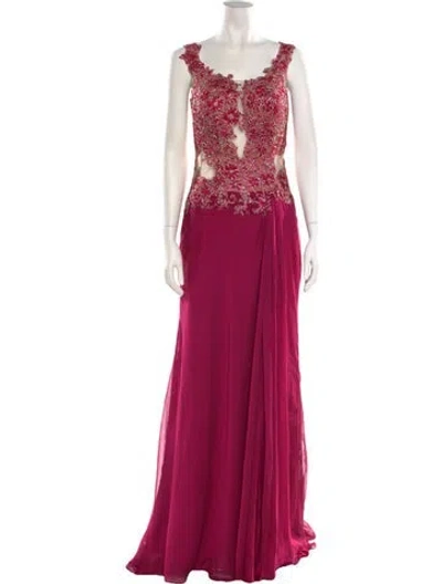 Pre-owned Mac Duggal Square Neckline Long Dress In Red