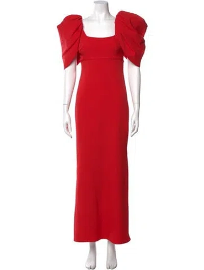 Pre-owned Mac Duggal Square Neckline Long Dress In Red