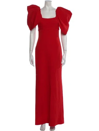 Pre-owned Mac Duggal Square Neckline Long Dress In Red