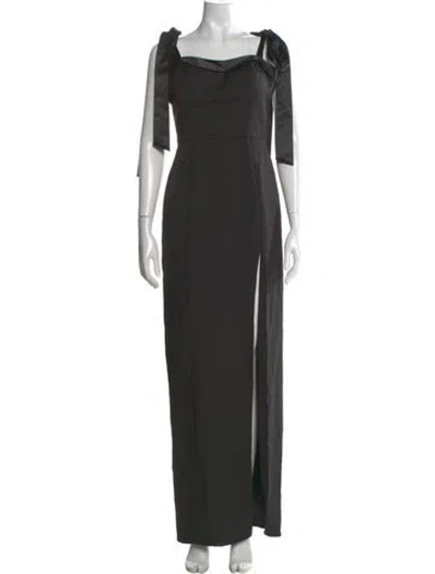 Pre-owned Mac Duggal Square Neckline Long Dress W/ Tags In Black
