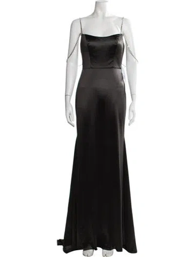 Pre-owned Mac Duggal Square Neckline Long Dress W/ Tags In Black