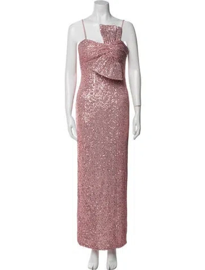 Pre-owned Mac Duggal Square Neckline Long Dress W/ Tags In Pink