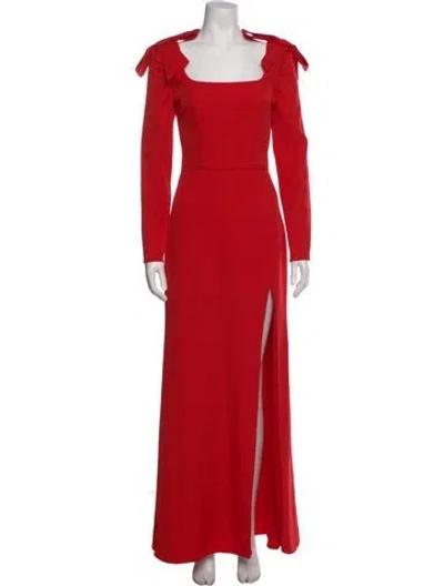 Pre-owned Mac Duggal Square Neckline Long Dress W/ Tags In Red