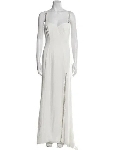 Pre-owned Mac Duggal Square Neckline Long Dress In White