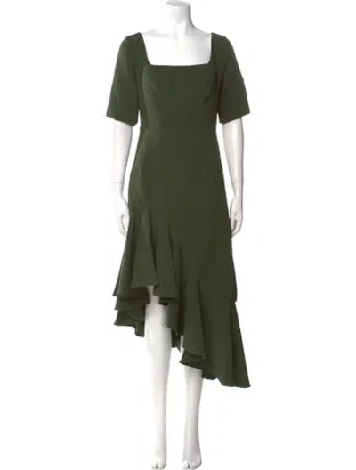 Pre-owned Mac Duggal Square Neckline Midi Length Dress W/ Tags In Green