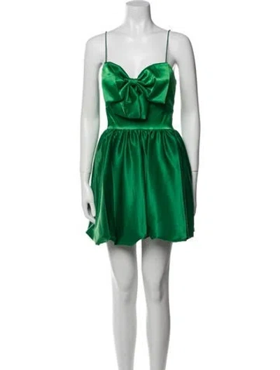 Pre-owned Mac Duggal Square Neckline Mini Dress In Green