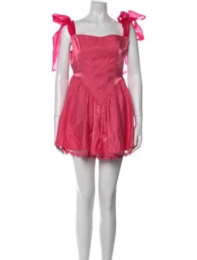 Pre-owned Mac Duggal Square Neckline Mini Dress In Pink