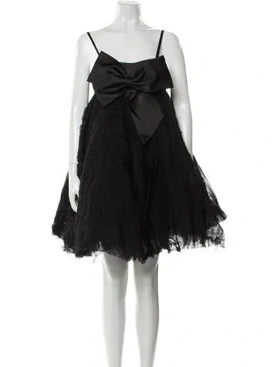 Pre-owned Mac Duggal Square Neckline Mini Dress W/ Tags In Black