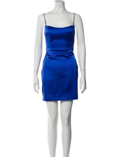 Pre-owned Mac Duggal Square Neckline Mini Dress W/ Tags In Blue