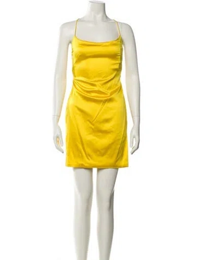 Pre-owned Mac Duggal Square Neckline Mini Dress W/ Tags In Yellow
