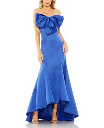 Mac Duggal Statement Bow Strapless Mermaid Gown In Cobalt