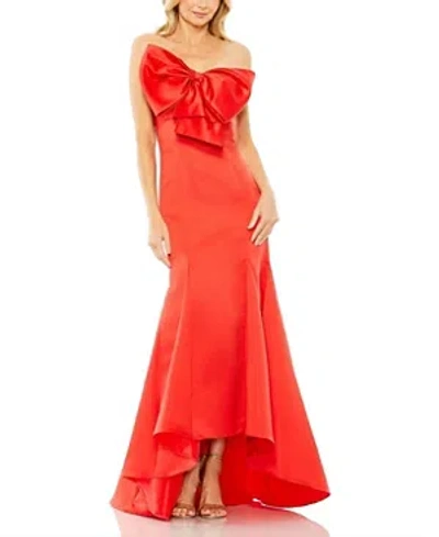 Mac Duggal Statement Bow Strapless Mermaid Gown In Red