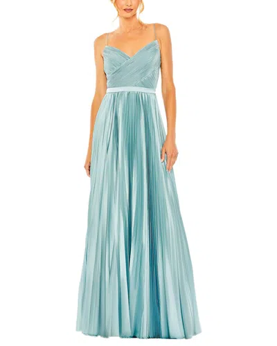 MAC DUGGAL STRAP SURPLICE TOP PLEATED DRESS