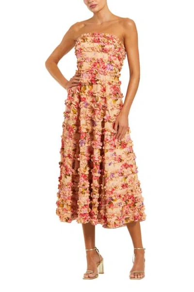 Mac Duggal 8262 Short Cocktail Floral Print Midi Length Dress In Multi