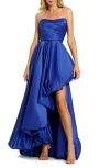 Mac Duggal Strapless Rouched Gown In Cobalt