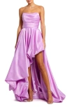 Mac Duggal Strapless Ruched Gown In Orchid