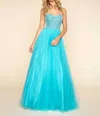 Mac Duggal Strapless Ball Gown In Turquoise In Blue