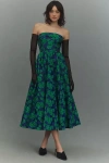 Mac Duggal Strapless Brocade A-line Midi Dress In Multicolor