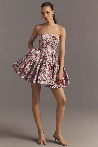 Mac Duggal Strapless Brocade Fit & Flare Mini Dress In Multi
