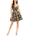 Mac Duggal 68615 Short A Line Printed Cocktail Mini Dress In Black