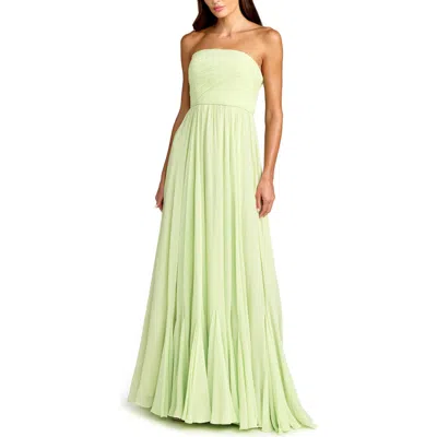 Mac Duggal Strapless Chiffon Gown With Braided Belt In Green