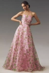 Mac Duggal Strapless Chiffon Maxi Dress In Pink