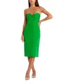 Mac Duggal Strapless Crepe Twist Top Fitted Midi Dress In Spring Green