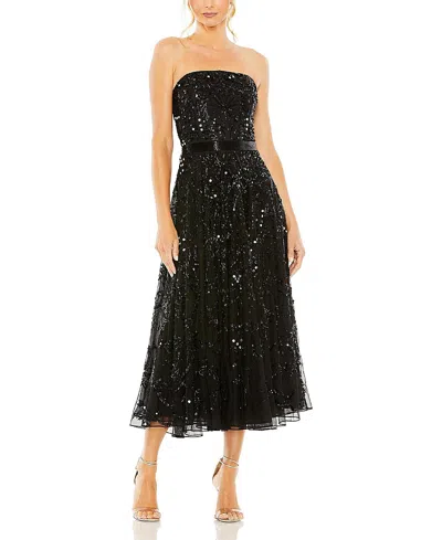 Mac Duggal Strapless Embellished A Line Dress In Black