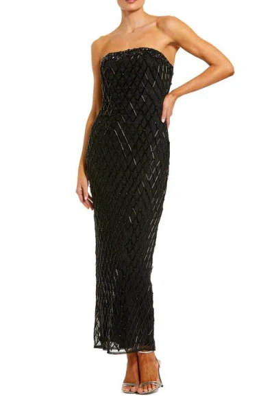 Mac Duggal Strapless Embellished Column Dress In Black