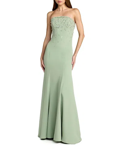 Mac Duggal Strapless Embellished Crepe Mermaid Gown In Green