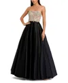 Mac Duggal Strapless Embellished Detail Bustier Ball Gown In Black