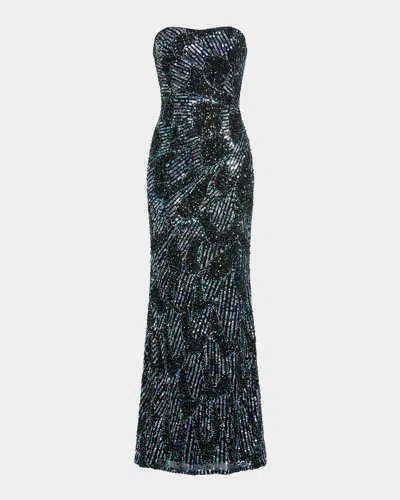 Mac Duggal Strapless Embellished Petal Column Gown In Multi