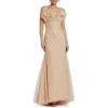 Mac Duggal Strapless Embellished Tulle Mermaid Gown In Porcelain