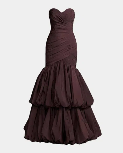 Mac Duggal Strapless Faille Bubble Mermaid Gown In Amethyst