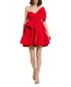 Mac Duggal Faille Strapless Twist Bow Mini Dress In Red