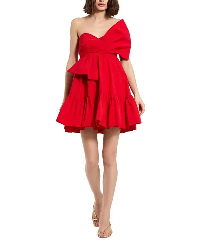 MAC DUGGAL STRAPLESS FAILLE TWIST BOW MINI DRESS
