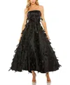 Mac Duggal 11634 Long Strapless Feather Embellished Ball Gown In Black