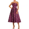 Mac Duggal Strapless Floral Brocade A-line Midi Dress In Pink
