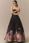 Mac Duggal 11970 Long Ball Gown Floral Prom Dress In Black