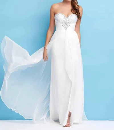 Mac Duggal Strapless Formal Dress In White/silver In Multi