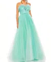Mac Duggal Strapless Glitter Tulle Gown In Multi