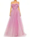 Mac Duggal Strapless Glitter Tulle Gown In Multi